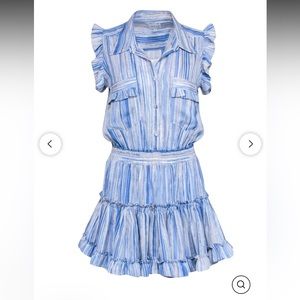 Miss Blue ruffle tiered striped dress Size XS